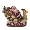 Transpac 8.25 In Holiday Santa Reindeer Sleigh Decorative Object Christmas Dolomite Home Decor