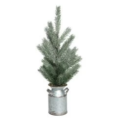 Transpac Artificial 20 In. Green Christmas Tree In Galvanized Milk Jug