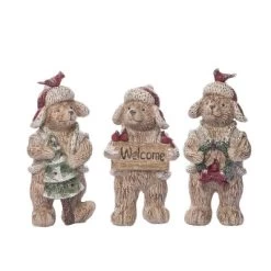 Transpac Resin Forest Holiday Bear Figurine Set Of 3 - Charming Christmas Decorative Objects For Festive Home Decor
