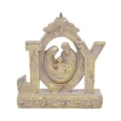 Transpac Resin Gold Joy Holy Family Nativity Scene Figurines Christmas Tabletop Decor Indoor Unique Holiday Gift