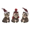 Transpac Foam Playful Raccoon Decor Set Of 3 Christmas Home Decorations Polyester Decorative Objects