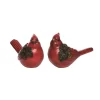 Transpac Set Of 2 Resin Cardinals With Pinecone Accent Christmas Home Decorations
