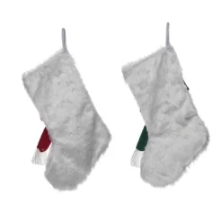 Transpac Plush Snowman Stocking Set Of 2 Christmas Home Decorations Holiday Stockings Made Of Soft Polyester
