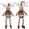 Transpac Plush Reindeer Shelf Sitter Set Of 2 Christmas Home Decorations Polyester Decorative Objects