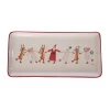 Transpac Dolomite Jolly Skaters Multicolor Ceramic Serving Platter For Christmas Tabletop Decor And Gift Giving