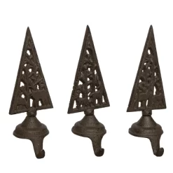 Transpac Cast Iron Reindeer Stocking Holder Set Of 3 For Christmas Home Decorations And Holiday Cheer