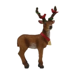 Transpac Resin Deer With Cardinals Decorative Figurine For Christmas Tabletop Decor Perfect For Gifts And Holiday Decor