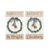 Transpac MDF Holiday Slat Decor With Bell Set Of 2 Christmas Home Decorations For Festive Wood Decor