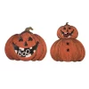 Transpac Plywood Vintage Pumpkin Decor Set Of 2 Halloween Home Decorations For Festive Fall Decor