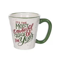 Transpac Wonderful Time Of The Year Ceramic Mug 17.6oz Multicolor Christmas Drinkware Gift For Hostess Dishwasher Safe