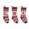 Transpac Knit Pom Pom Stocking Set Of 3 Christmas Home Decorations Holiday Stockings Polyester Festive Decor