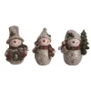 Transpac Small Resin Birch Snowman Figurine Set Of 3 Christmas Home Decorations For Festive Decor