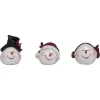 Transpac Small Resin Merry Snowman Head Figurine Set Of 3 Christmas Home Decorations For Festive Decor