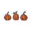 Transpac Light Up Jack-O-Lantern Figurine Set Of 3 Decorative Objects For Halloween Tabletop Battery Operated Indoor Use