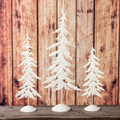 Transpac Rustic Metal Snowy Trees Set Of 3 For Christmas Decor, Charming Decorative Objects For Holiday Home Styling 2 Transpac Rustic Metal Snowy Trees Set Of 3 For Christmas Decor, Charming Decorative Objects For Holiday Home Styling - Image 2