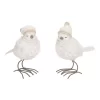 Transpac Large Resin Fuzzy Bird Figurines Set Of 2 Decorative Christmas Tabletop And Mantel Decor Indoor Gift