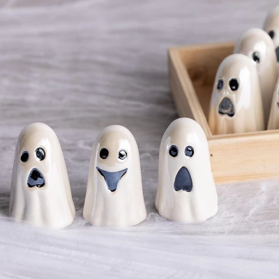 Transpac Mini Dolomite Pearlescent Ghost Figurine For Halloween - Charming Decorative Object For Spooky Home Decor 4 Transpac Mini Dolomite Pearlescent Ghost Figurine For Halloween - Charming Decorative Object For Spooky Home Decor - Image 4