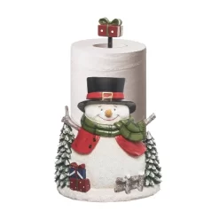 Transpac 13.5 In Multicolor Christmas Snowman Paper Towel Holder Decorative Resin Holiday Decor