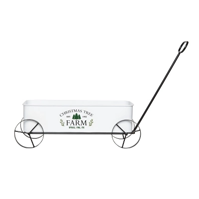 Transpac 24.5 In Off-White Christmas Enamel Tree Farm Wagon Decorative Iron Object For Holiday Decor 1 Transpac 24.5 In Off-White Christmas Enamel Tree Farm Wagon Decorative Iron Object For Holiday Decor