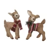 Transpac Foam Sisal Festive Deer Set Of 2 Christmas Home Decorations For Holiday Cheer And Decor