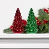 Transpac Glass Light Up Green And Red Tree Decor Set Of 2 Christmas Home Decorations For Festive Cheer