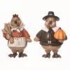 Transpac Set Of 2 Resin Pilgrim Turkey Figurines Colorful Fall Harvest Decor For Tabletop And Mantel Indoor Gifts