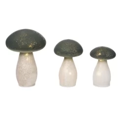 Transpac Set Of 3 Glass LED Mushrooms Home Decorations Spring Decorative Objects For Unique Home Decor