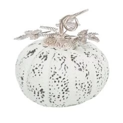 Transpac Medium Rustic White Metal Pumpkin Decorative Object For Fall Harvest Tabletop Decor And Gift Giving