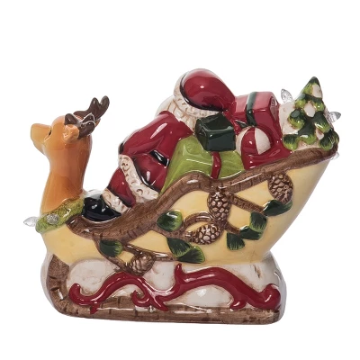 Transpac 8.25 In Holiday Santa Reindeer Sleigh Decorative Object Christmas Dolomite Home Decor 3 Transpac 8.25 In Holiday Santa Reindeer Sleigh Decorative Object Christmas Dolomite Home Decor - Image 3