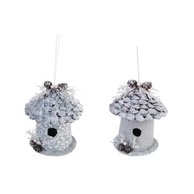 Transpac Pinecone Silver Bird House Decor Set Of 2 Christmas Home Decorations For Festive Holiday Charm 1 Transpac Pinecone Silver Bird House Decor Set Of 2 Christmas Home Decorations For Festive Holiday Charm