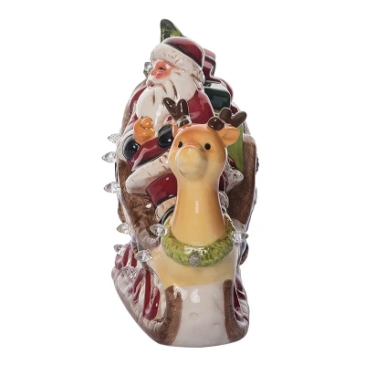 Transpac 8.25 In Holiday Santa Reindeer Sleigh Decorative Object Christmas Dolomite Home Decor 2 Transpac 8.25 In Holiday Santa Reindeer Sleigh Decorative Object Christmas Dolomite Home Decor - Image 2