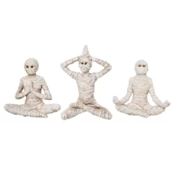 Transpac Resin Mummy Zen Yoga Pose Set Of 3 Decorative Objects For Home Decor And Relaxation