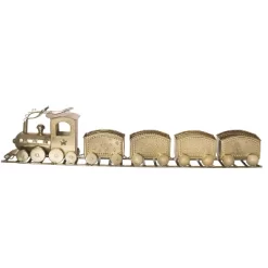 Transpac 47 Inch Gold Christmas Train Decor With 4 Cars Perfect For Holiday Decoration And Festive Displays