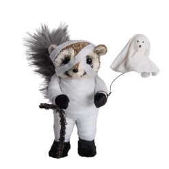 Transpac Sisal Mummy Raccoon Ghost Figurine Halloween Tabletop Decor Indoor Use Gift Spooky Seasonal Home Accents