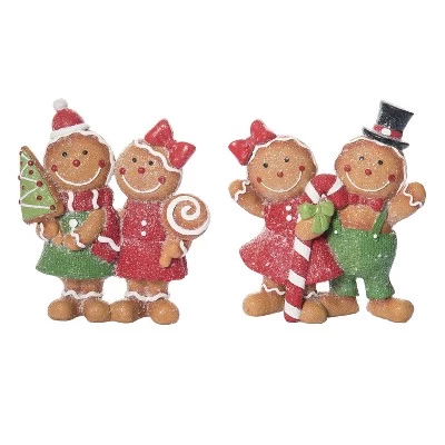 Transpac Resin Gingerbread Couple Figurine Set Of 2 - Charming Christmas Decorative Objects For Holiday Cheer 1 Transpac Resin Gingerbread Couple Figurine Set Of 2 - Charming Christmas Decorative Objects For Holiday Cheer