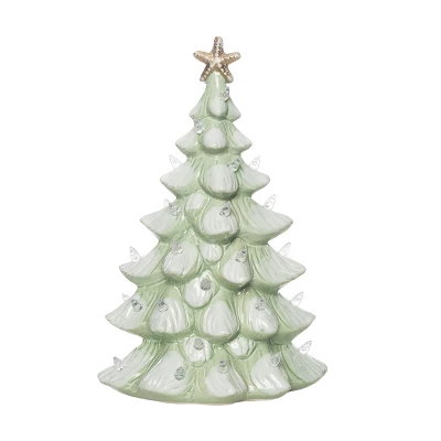 Transpac 13.75 Inch Green Holiday Coastal Tree Decorative Stoneware For Christmas Home Decor 3 Transpac 13.75 Inch Green Holiday Coastal Tree Decorative Stoneware For Christmas Home Decor - Image 3