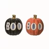 Transpac Dolomite Light Up BOO Pumpkin Set Of 2 Ceramic Figurines Multicolored Halloween Tabletop Indoor Decoration