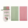 Transpac Fabric Oven Mitt And Towels Gift Set 3 Cotton Kitchen Textiles Multicolored Machine Washable Holiday Decor