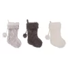 Transpac Faux Fur Christmas Stocking Set Of 3 Holiday Home Decorations Polyester Cozy Festive Decor