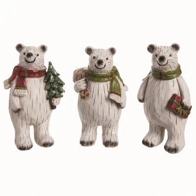 Transpac Set Of 3 Small Resin Happy Polar Bear Figurines Christmas Home Decorations 1 Transpac Set Of 3 Small Resin Happy Polar Bear Figurines Christmas Home Decorations
