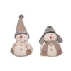 Transpac Plush Rustic Plaid Snowman Set Of 2 Decorative Figurines For Christmas Indoor Tabletop Decorations