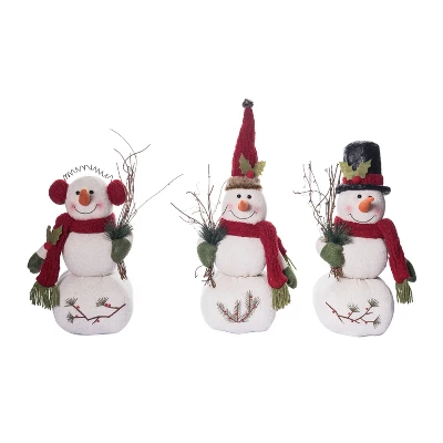 Transpac Set Of 3 Fabric Snowmen With Embroidery Christmas Decorative Objects For Holiday Home Decor 1 Transpac Set Of 3 Fabric Snowmen With Embroidery Christmas Decorative Objects For Holiday Home Decor