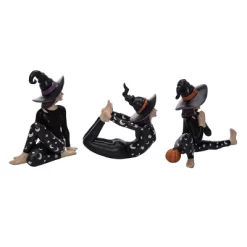 Transpac Resin Yoga Witch Figurine Set Of 3 - Halloween Decorative Objects For Home And Office Decor