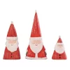 Transpac Paper Pulp Triangle Santa Set Of 3 Decorative Figurines For Christmas Red Tabletop Decor Indoor Gift Giving