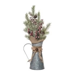 Transpac Metal 19 In. Multicolored Christmas Snowy Berry Arrangement In Pitcher