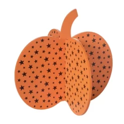 Transpac Large MDF Pumpkin Die Cut Decorative Object For Halloween Tabletop Decor Orange Fall Sculpture Indoor Gift