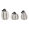 Transpac Dolomite Slim Black And White Pumpkins Set Of 3 For Halloween Decorative Objects