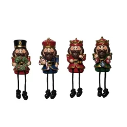 Transpac Resin Nutcracker Shelf Sitter Figurines Set Of 4 Colorful Christmas Decor For Tabletop And Mantel Indoor Use