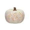 Transpac Dolomite 8.3 In. White Harvest Large Light Up Carved Vine Pumpkin