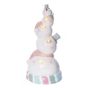 Transpac 13 Inch Holiday Stacked Pastel Snowman Figurine For Christmas Decorative Objects In Terracotta